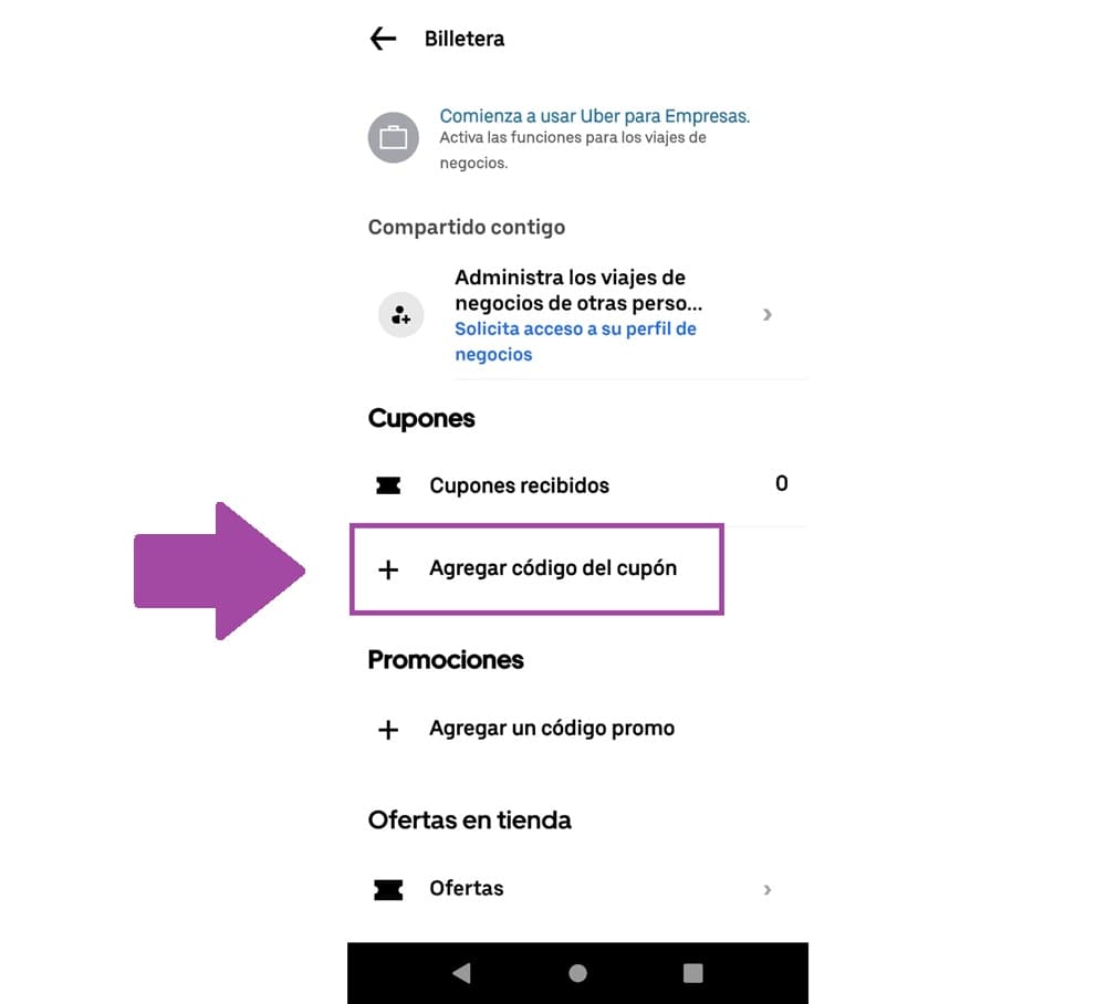 Paso 3: Desplázate al final de tu billetera