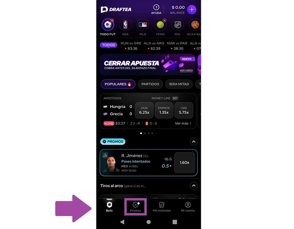 Paso 1: Descarga la app de Draftea, crea tu cuenta e inicia sesión