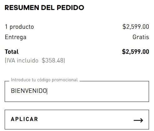 Paso 4: En la casilla "Introduce tu código promocional"