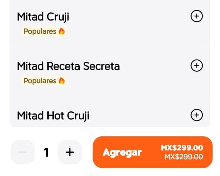 Paso 2: Selecciona todos los complementos para tu pedido