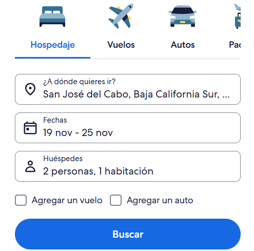 Paso 1: Ingresa tu destino, las fechas de tu viaje