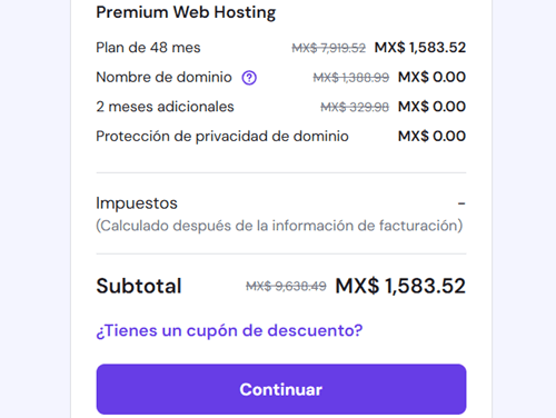 Paso 2: Elige el plan que deseas adquirir