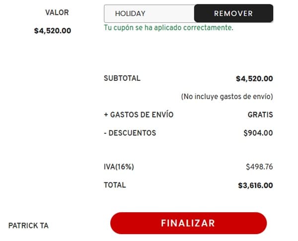 Paso 5: Confirma el descuento