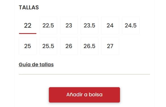 Paso 2: Revisa la descripción del calzado, elige tu talla