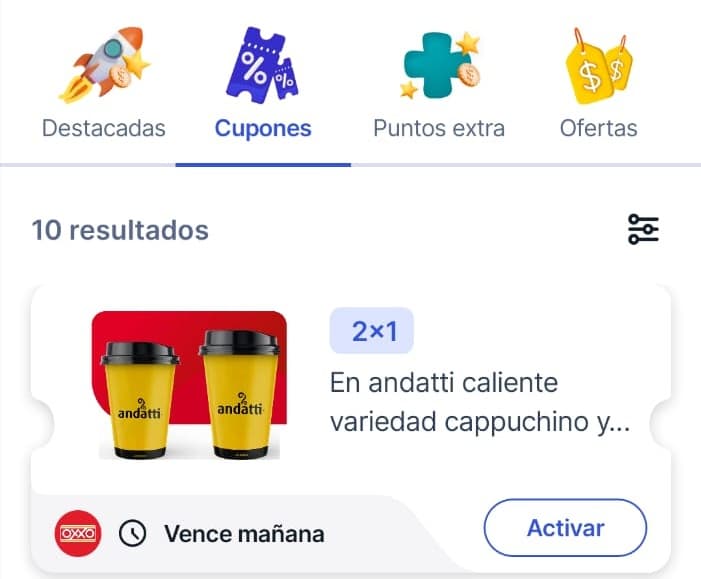 Paso 2: Verás promociones destacadas, puntos, ofertas