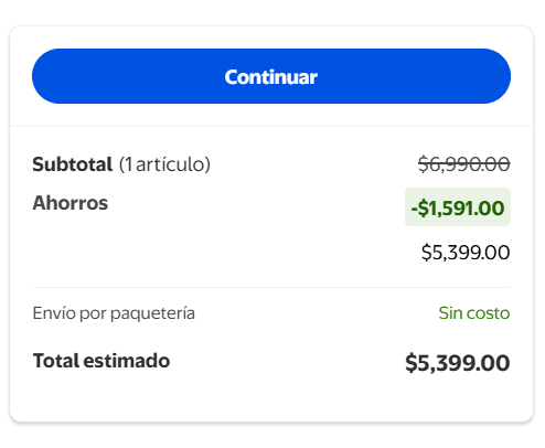 Paso 3: Verás un resumen de compra, da clic en Continuar