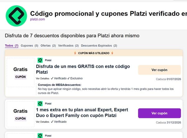 Paso 1: Entra a la tienda de Platzi en MEGAdescuuentos