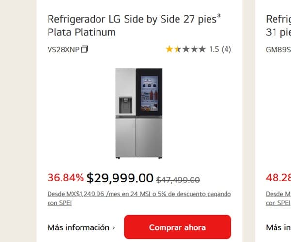 Paso 1: En la página de web de LG revisa los artículos disponibles