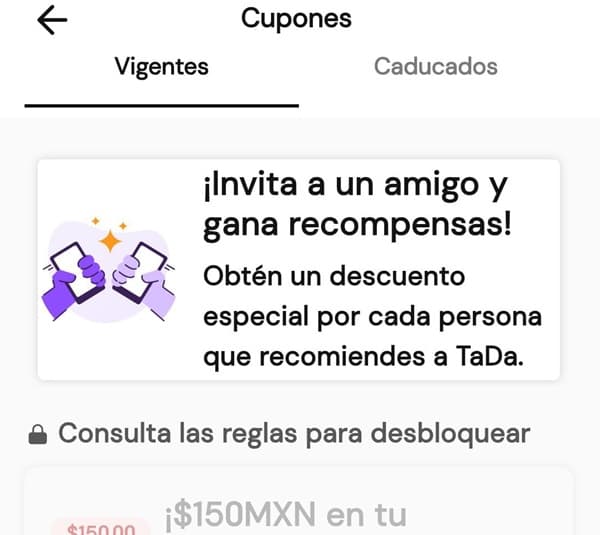 Paso 5: Verás los cupones disponibles en tu cuenta