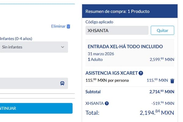 Paso 4: Verás el descuento aplicado en el total de tu compra