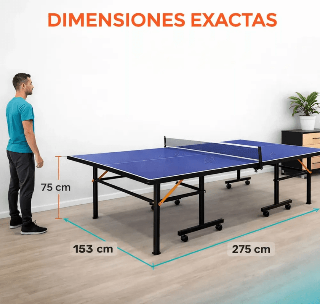 Mesa de Ping Pong Plegable con Ruedas para Interior y Exterior
