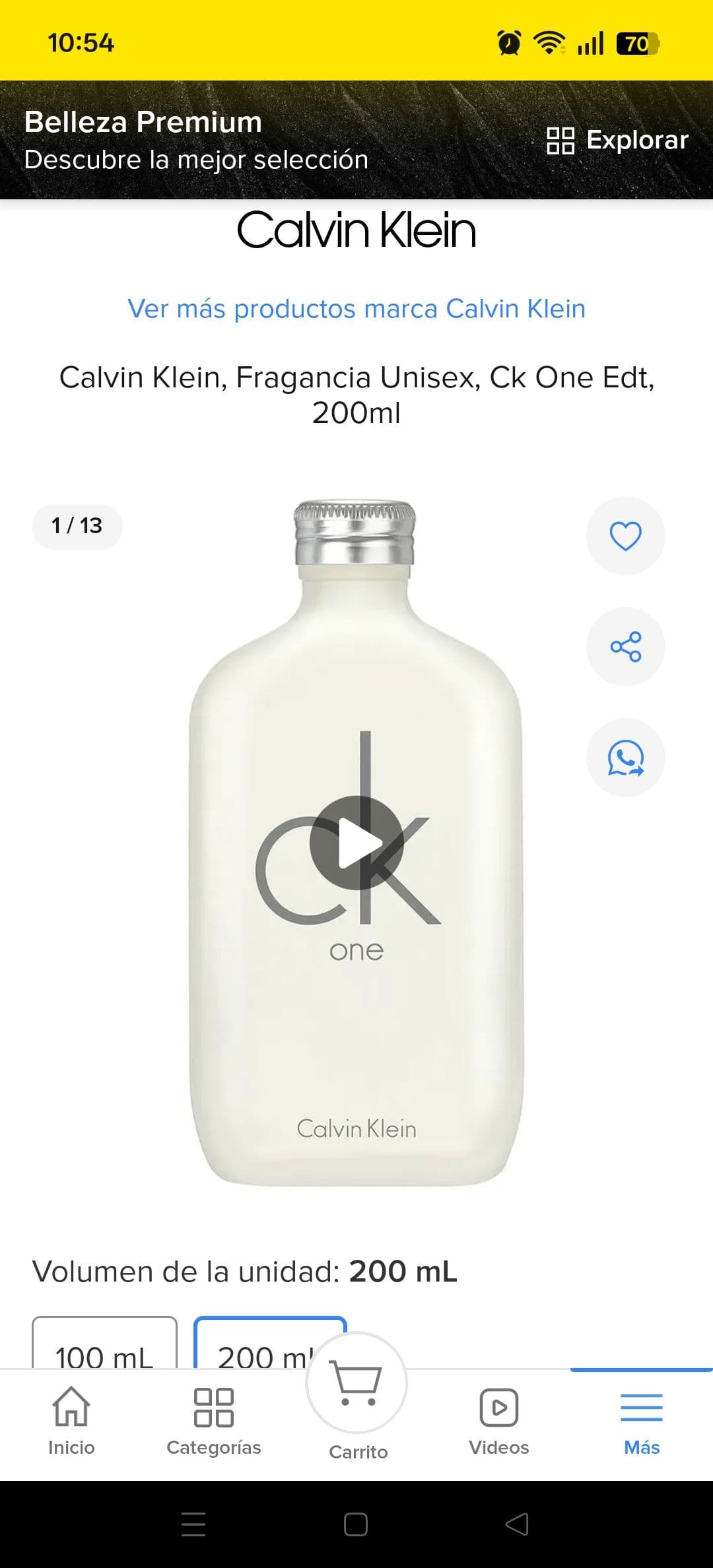 Perfume Calvin Klein CK One 200 ml - Fragancia Unisex