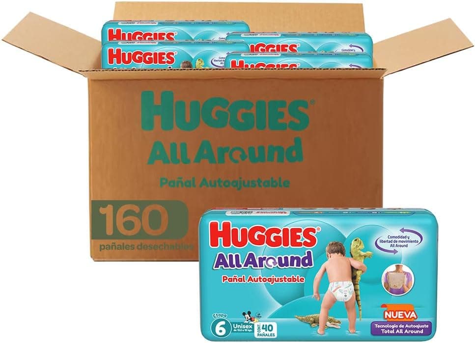 Pañales Huggies All Around Etapa 6 para Bebé, Caja de 160 Piezas