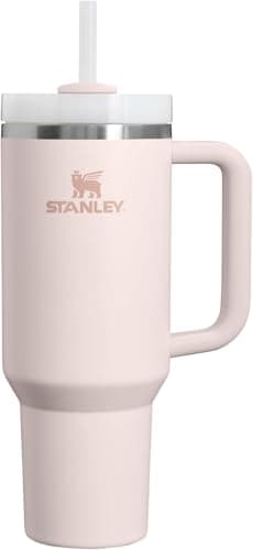 Vaso Stanley Quencher H2.0 con Asa y Pajita, 40 Onzas, Cuarzo Rosa