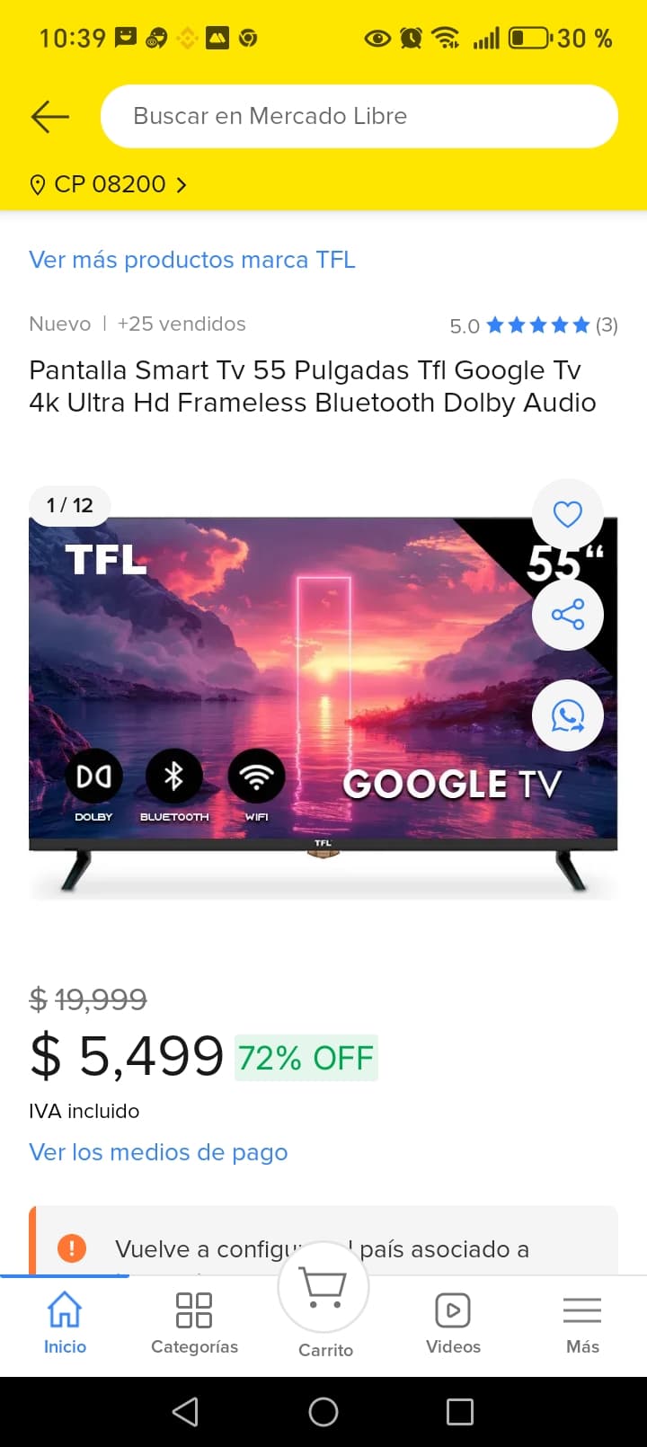 Smart TV de 55 Pulgadas TFL con Google TV y Audio Dolby