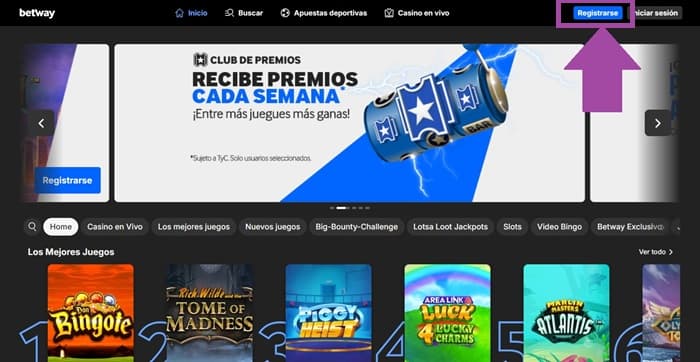 Paso 1: Entra a la web de Betway