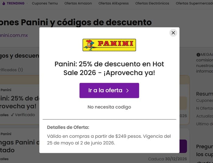 Paso 1: Revisa los cupones Panini en MEGAdescuentos