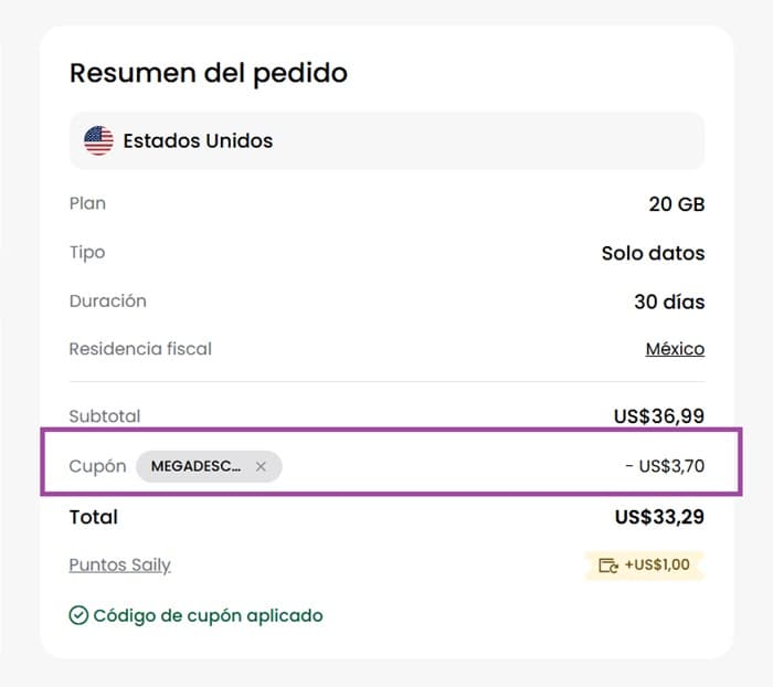 Paso 3: Te enviará al resumen del pedido
