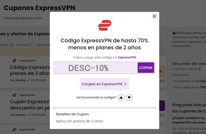 Paso 1: En MEGAdescuentos selecciona el cupón disponible