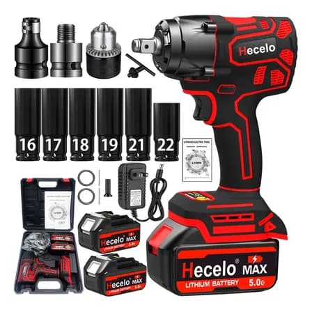 Llave de Impacto Hecelo 1/2" con 2 Baterías y Gran Torque