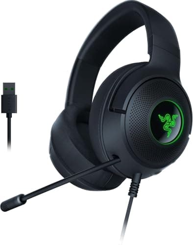 Razer Kraken V3 X - Auriculares para Juegos con cableado: Sonido Envolvente 7.1 - Controladores Triforce de 40 mm - Micrófono cardioide Plegable HyperClear - Iluminación Chroma RGB - para PC - Negro