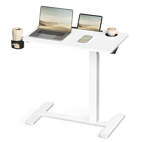 Escritorio VASAGLE con Ruedas, Altura Ajustable, 70 x 40 cm, Blanco Nube