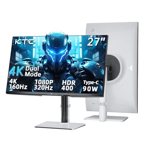 KTC Monitor para Juegos de 27 Pulgadas 4K, Modo Dual UHD 160Hz y FHD 320Hz, PD 90W Tipo C, HDR 400, Fast IPS, 125% sRGB, sincronización adaptativa, HDMI 2.1&DP 1.4, Cuidado de los Ojos, inclinación