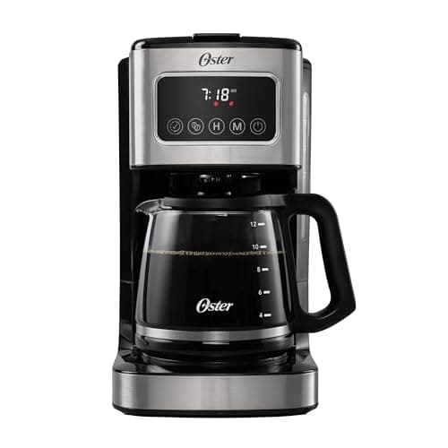 Oster® Cafetera Programable de 12 Tazas con Pantalla Táctil y Jarra de Vidrio