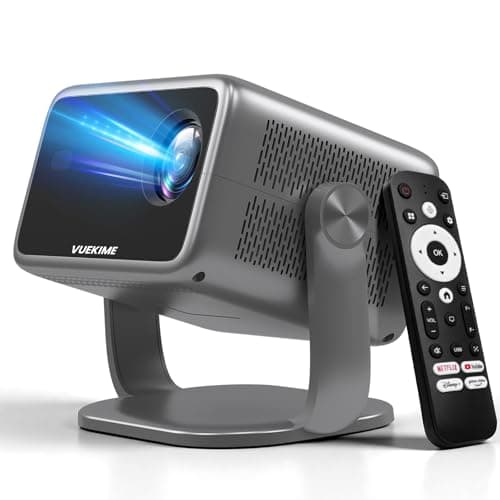 VUEKIME 2026 Proyector Portátil con Android 13, Proyector 4K Soporte y 1080P Nativo con WiFi 6 y Bluetooth 5.2, 500 ANSI, Auto Enfoque/Keystone, Rotación 270°