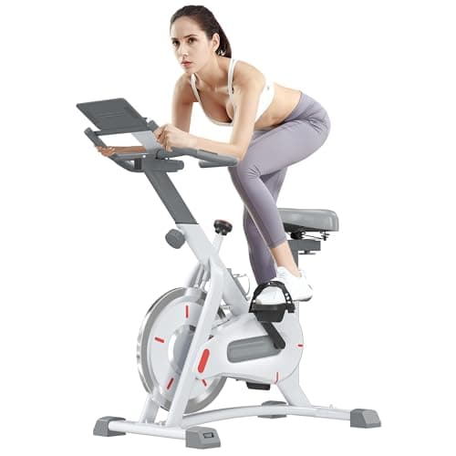 RESTSUKO Bicicleta EstáTica, Bicicleta Estática para Interiores, Bicicleta Fija Para Ejercicio Con Soporte Para Tablet, Bicicleta EstáTica Con Asiento Confortable, Gimnasio Grande Aguanta 200 Kilos
