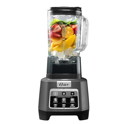 Oster Licuadora Profesional, XTREME MIX, Motor de 1500 W, Tecnología Reversible, Vaso de Vidrio 2 L, para Jugos, Smoothie, Malteadas, Helado, Frappe, Salsas, Mantequilla, Gris, BLSTXPG