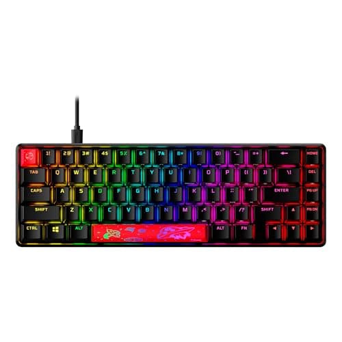 HyperX Alloy Origins 65, Teclado mecánico Gamer, Forma compacta del 65%, Red, Teclas PBT de Doble Disparo, Retroiluminación LED RGB, Compatible con Software NGENUITY