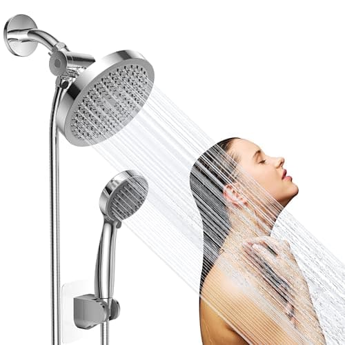 Jasinber Regadera de Ducha de Lluvia 6" con Cabezal Ajustable y Manguera 1.5m