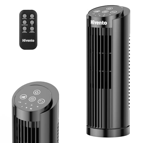 Ventilador de torre de 33 cm, Ventilador de Mesa Silencioso portátil y compacto,Ventilador Pequeña Sin Aspas, Oscilación,3 Velocidades,Temporizador 7.5H,Ventiladores de Escritorio para Oficina,120V/AC