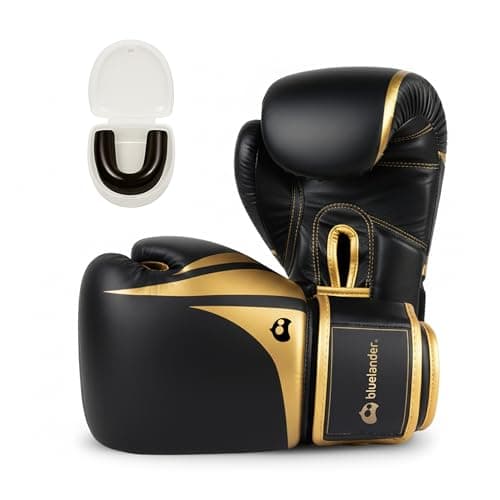 Bluelander Guantes de Boxeo 8 Oz, Unisex, Incluye Protector Bucal, Absorción de Impactos y Correa de Velcro, para Entrenamiento de Kickboxing, MMA y Artes Marciales Mixtas