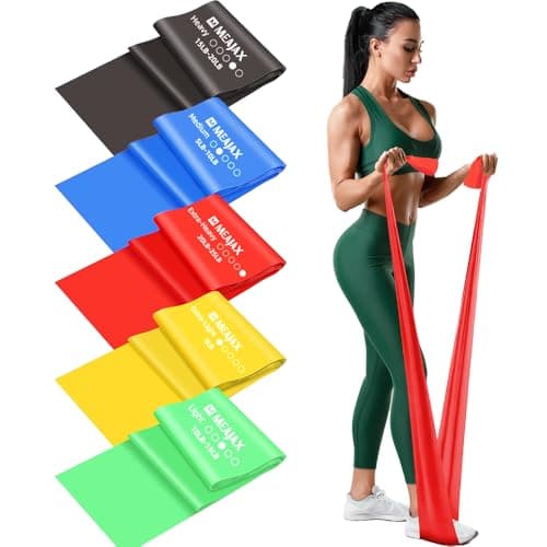 Meajax Ligas de Resistencia para Ejercicio, Bandas de Resistencia 5PCS, Banda Elástica Resistencia para Yoga, Pilates, Bandas Elásticas para Ejercicio, Entrenamiento en Hogar Gimnasio o Exteriores