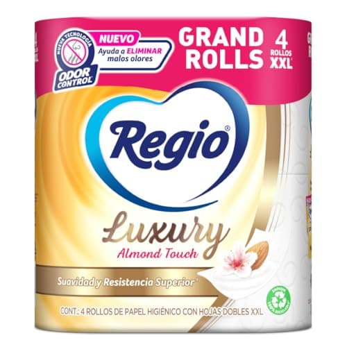 Papel Higiénico Regio Luxury Almond Touch 4 Rollos con 180 Hojas Dobles