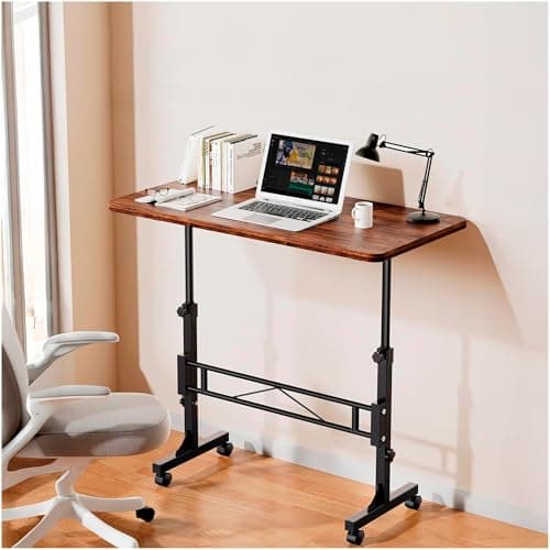 UTILIA Escritorio Portátil para Laptop, 80 * 70 cm, Altura Ajustable 70–115 cm, Compacto y Móvil, Mesa de Computadora con Ruedas, Escritorio de Pie Ergonómico, Estación de Trabajo Ajustable